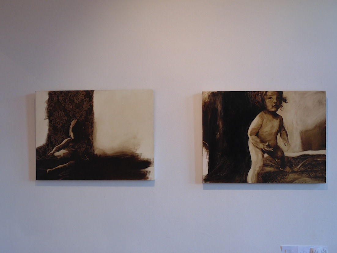 Jessica Gunn  |Child Series.  |Left  Lamp Black | Right  Native Clay  | McATamney Gallery | Geraldine NZ